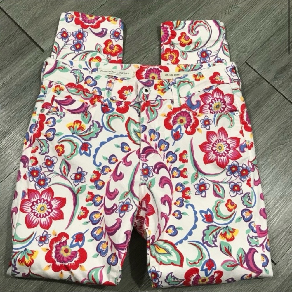 Anthro. Pilcro& The Letterpress Floral Skinny Jean